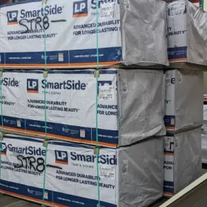 LP SmartSide siding in packaging and on pallets
