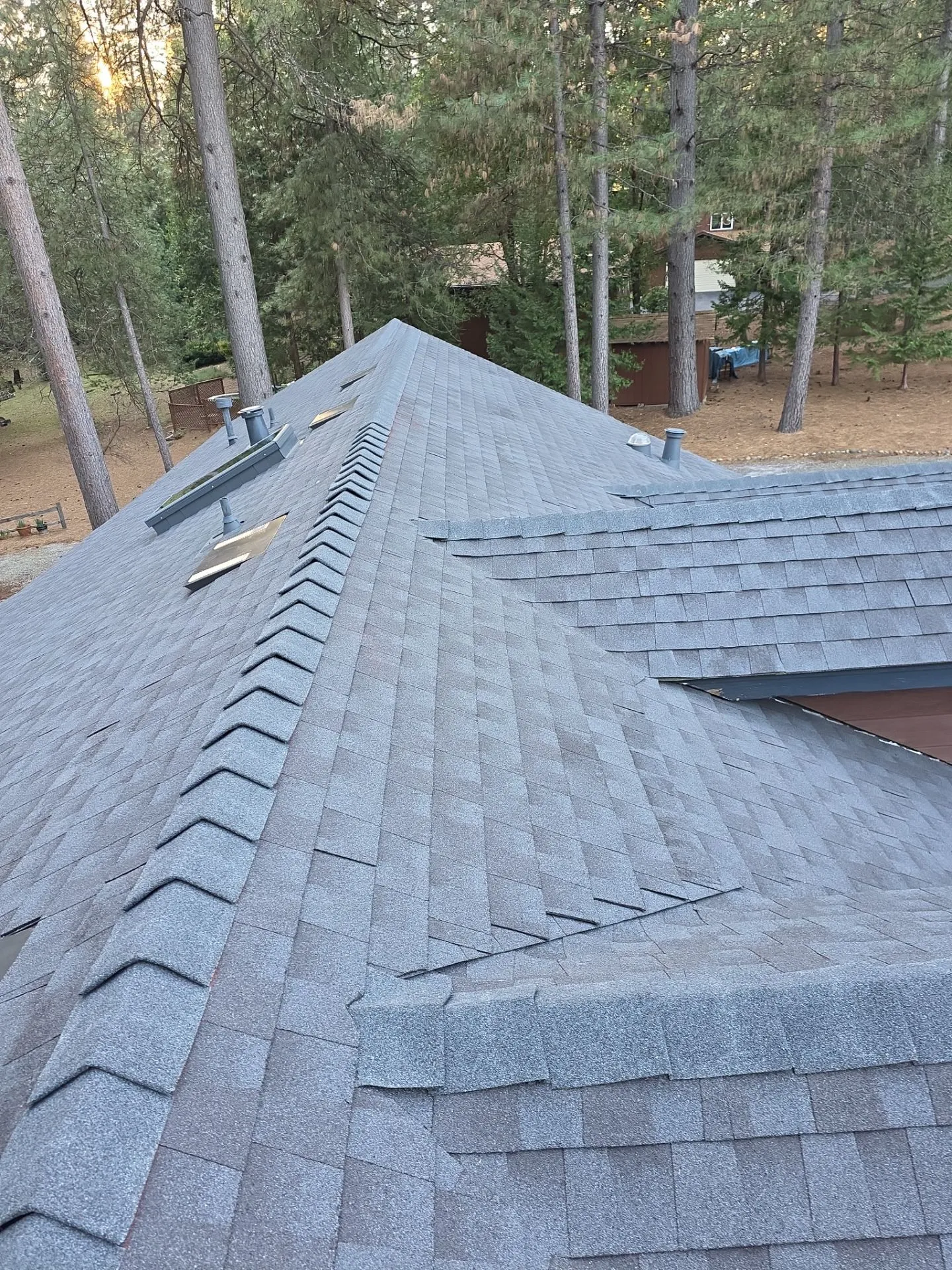 Newly installed asphalt shingles on a residential home in Rancho Cordova